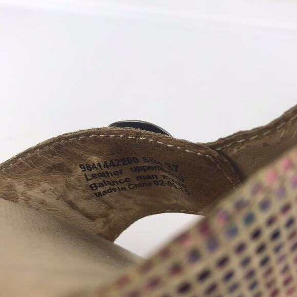 Dansko Sandals Sophie Stained Glass Sand Clogs Slides Leather Block Heel Size 37 - Picture 13 of 16